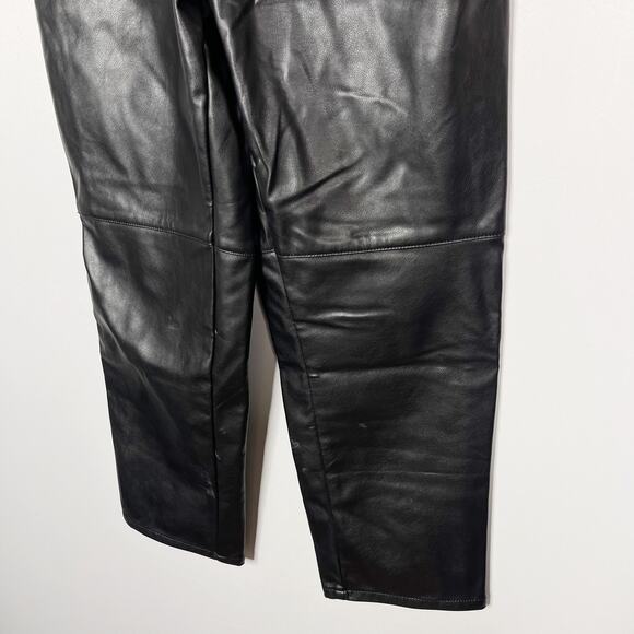 H&M Mama Small S Black Faux Leather Over The Belly Pants Ankle Length Maternity - Picture 5 of 12